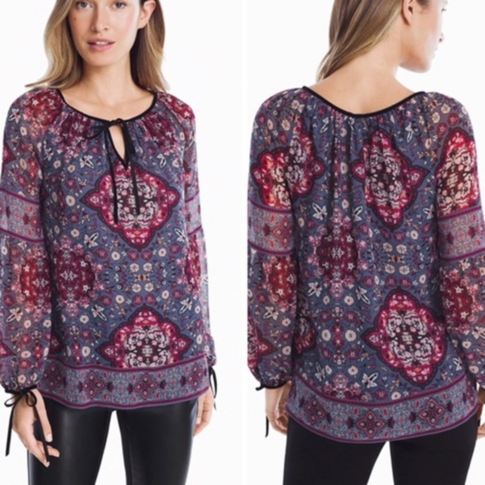 WHBM Boho Printed blouse 570215852 sz 6